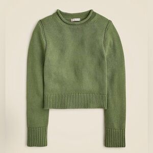 J. Crew Heritage Rollneck 100% Cotton Olive Green Crew Neck Sweater